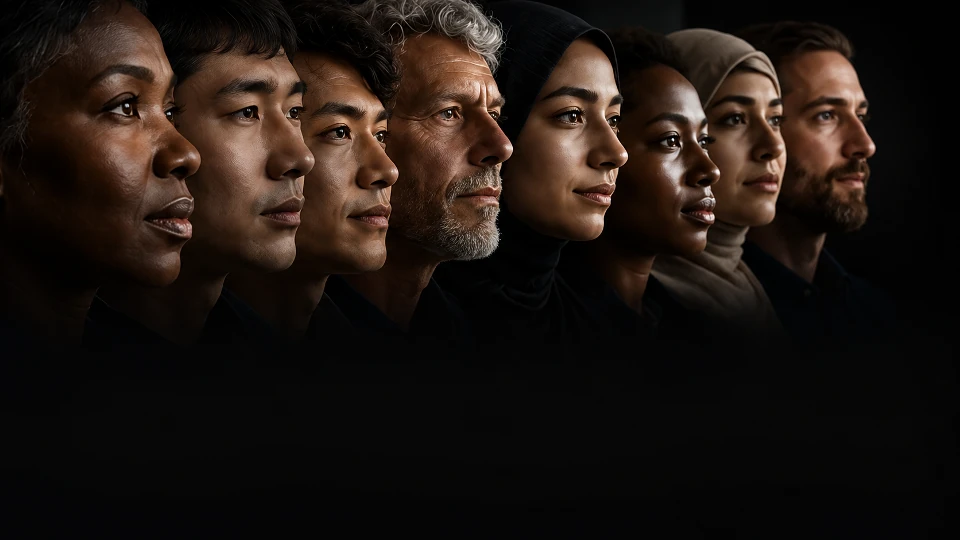 Faces from around the world in profile