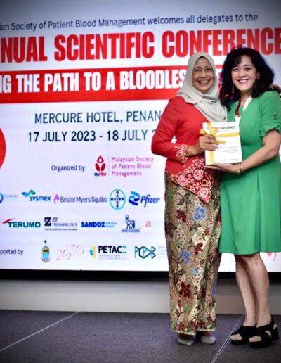 Author Sherri Ozawa & Dr Jameela Sathar with Blood Works